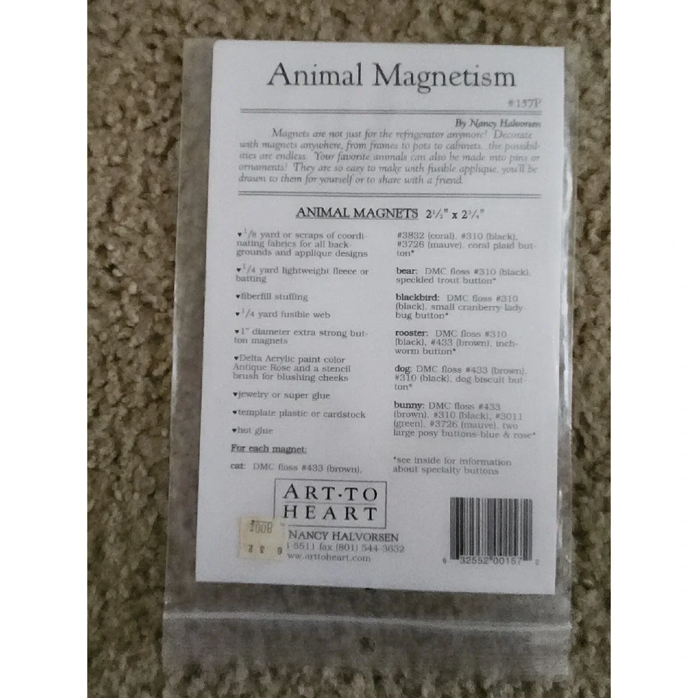 Animal Magnets Sewing Project Animal‎ Magnetism Art To Heart Nancy Halvorsen